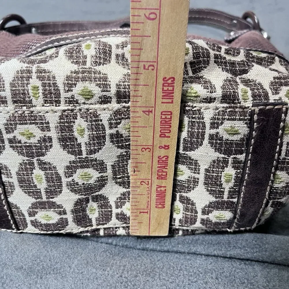 FOSSIL Woven Brown Textile / Leather Curved Hobo Shoulder Bag